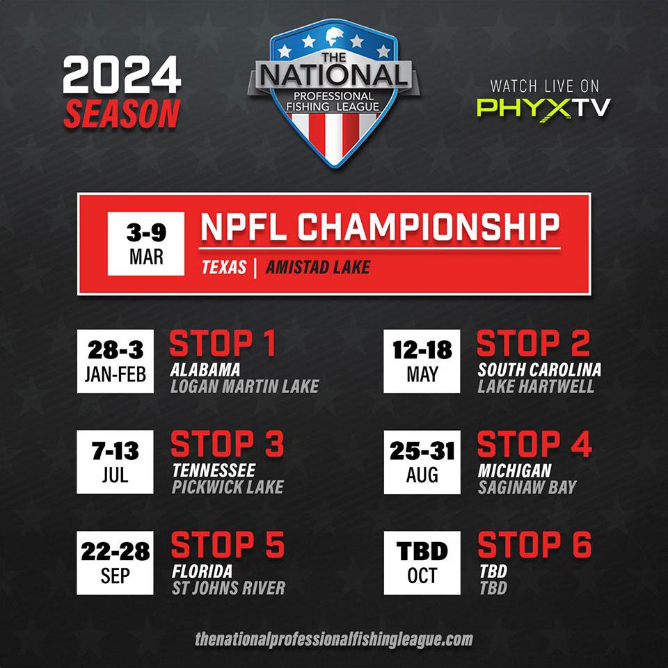 The National Professional Fishing League Announces 2024 Schedule The